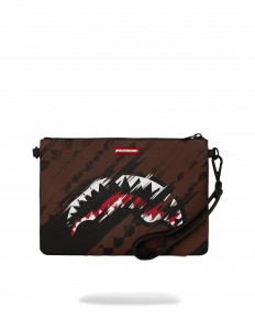 לצפייה במוצר תיק קלאץ' / פאוץ' יד Sprayground דגם Split Shark Silver & Black – חצוי כסוף מטאלי ומשבצות